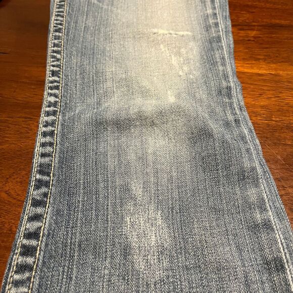 Big Star Sweet Boots Ultra Low Rise Light Wash Distressed Jeans Good VTG - Picture 4 of 14
